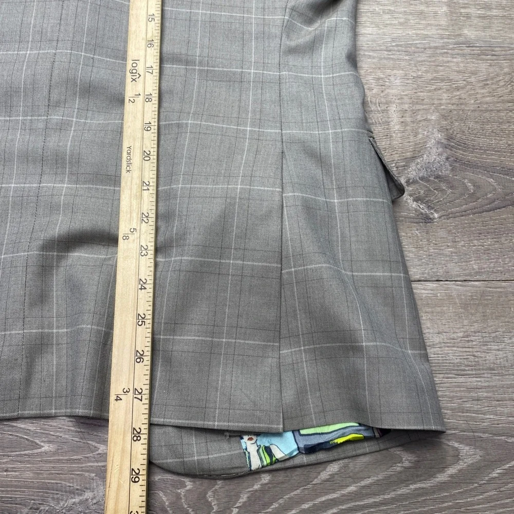 Holland & Sherry Blazer Mens 38R Grey Windowpane Pop Art Comic Lining Sport Coat